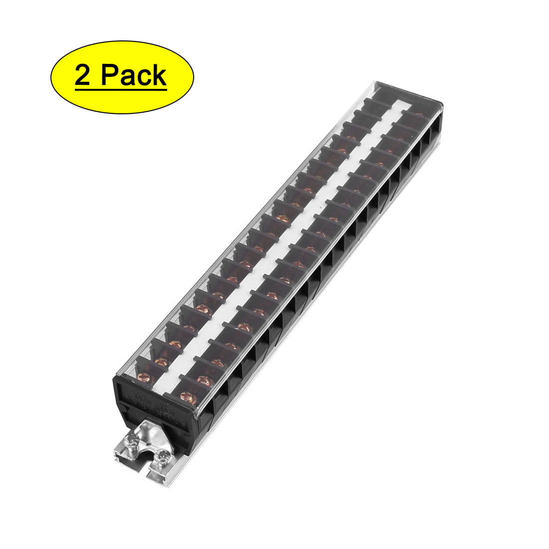 uxcell Barrier Terminal Strip Block 20 Positions 660V 20A Dual Rows DIN Rail Base Screw Connector with Cover TD-2020 