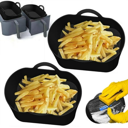 

Fovolat Air Fryer Silicone Pot 2 Pieces Reusable Air Fryer Silicone Basket for Dual DZ201 DZ401 Basket Pot Replacement for Parchment Paper carefully