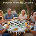 thumbnail image 3 of Round Outdoor Tablecloth with Umbrella Hole and Zipper, Spring Floral Tablecloth with Elastic Waterproof, Daisy Eucalyptus Leaves Black White Plaid Patio Table Covers for 55" - 60" Pool Tables, 3 of 9
