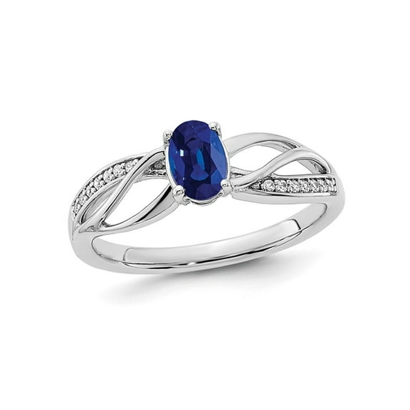 3/5 Carat (Ctw) Natural Blue Sapphire Ring in 14K White Gold