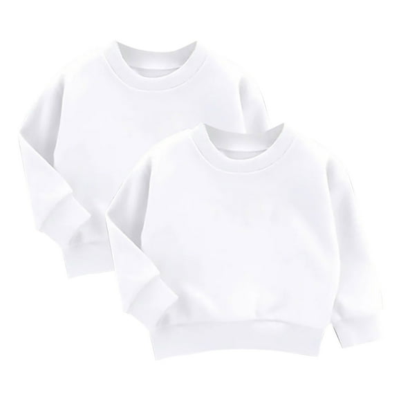 Milgrthf 2PC Toddler Baby Tween Boys Girls Long Sleeve Crewneck Pullover Sweatshirt Sweater Outfits Solid Color Casual Clothes White 7 Years