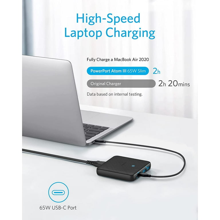 Anker PowerPort Atom III Slim USB-C Ladegerät 65W 4-Port PIQ 3.0 für 35