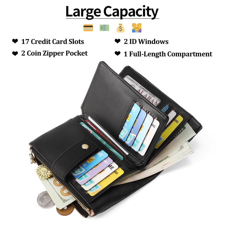 Sendefn Small Women's Leather Bifold Wallet, RFID Blocking photo 2