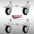 thumbnail image 2 of 4 Inch SS Black Polyurethane 12mm Threaded Stem Caster Set Total Lock Brake, 2 of 2