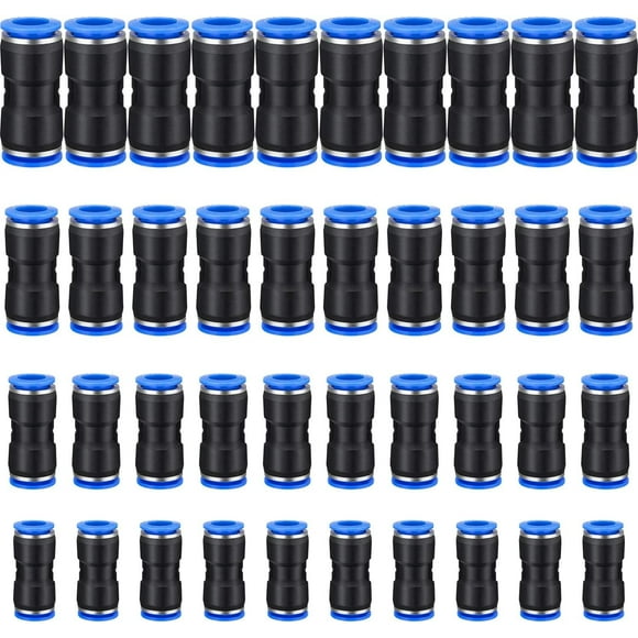 40 Pieces Straight Push Connectors, Push To Connect Fittings Quick Release Pneumatic Connectors Air Line Fittings Connect Air Hose Fittings, 2 Way