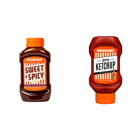 Whataburger Sweet & Spicy Sauce, 16 oz Whataburger Spicy Ketchup with Cholula, 20 oz
