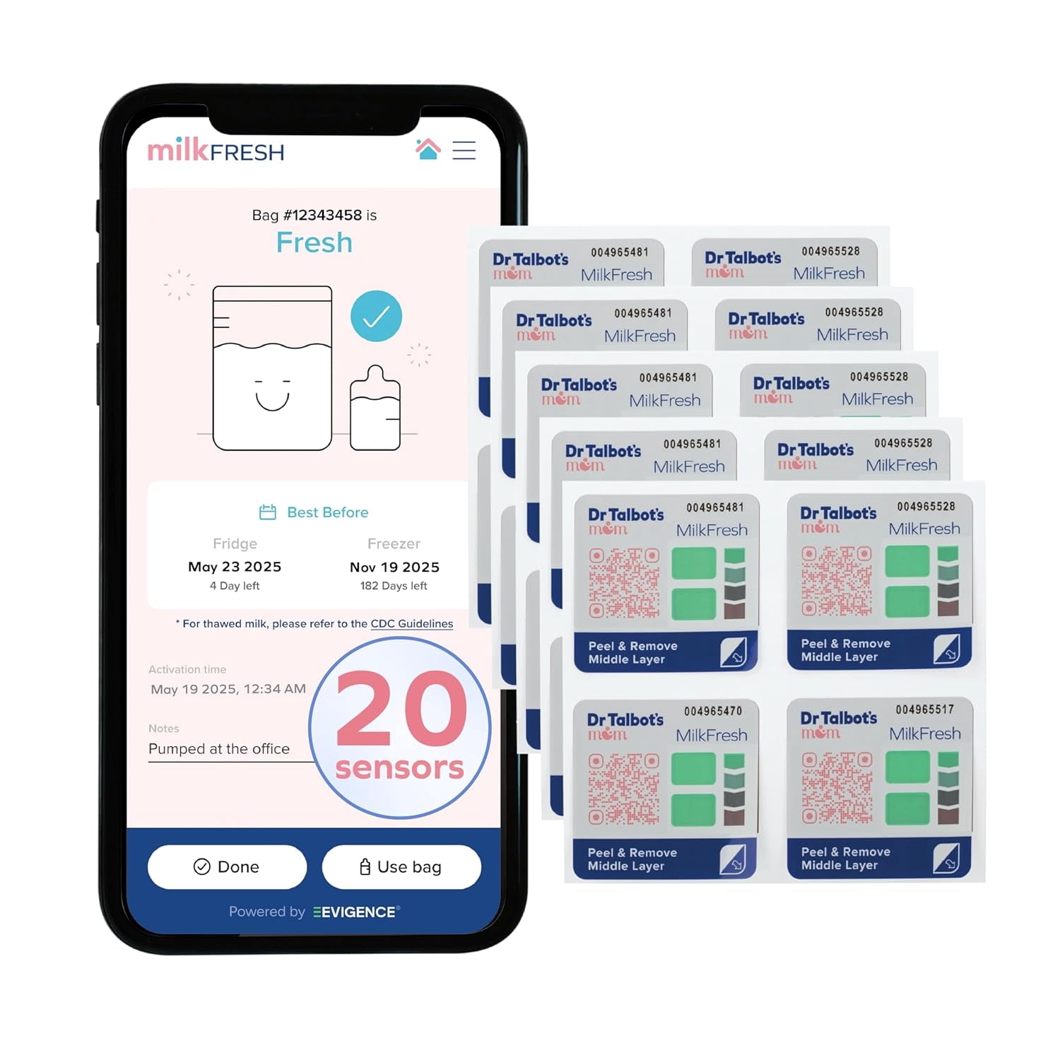 (3 pack) Dr. Talbot's Mom MilkFresh Breastmilk Freshness Sensors, 20 Count