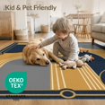 thumbnail image 4 of ODIKA 3'x5' Washable Throw Rug Navy Gold Geometric Elegance with Bold Arches Contemporary Design, Lines and Circular for Entryway, Kitchen, Mudroom, Stain Resistant, Low Profile, Non-Slip, 4 of 7