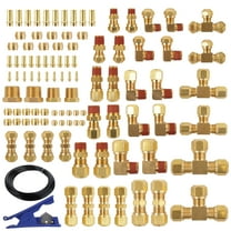 TORQUE 101PCS Brass DOT Push-in Fitting Air Brake Fitting Assortment Kit w/Air Tubing 1/4" 3/8" 1/2" Air Brake Fittings Repair Kit for Trucks