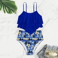 thumbnail image 2 of MEZZALL Summer Girls Two Piece Swimwear Swim Tops With Shorts Fashion Solid Color Bikini With Ruffled Back And Tankini Tops For Youth Resort Beachwear, 2 of 3