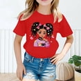 thumbnail image 2 of Curuila Kid Girls Tops Cartoon Print Crew Neck Short Sleeve Tee Summer Casual Loose T Shirt Red Size 6-8 Years, 2 of 4