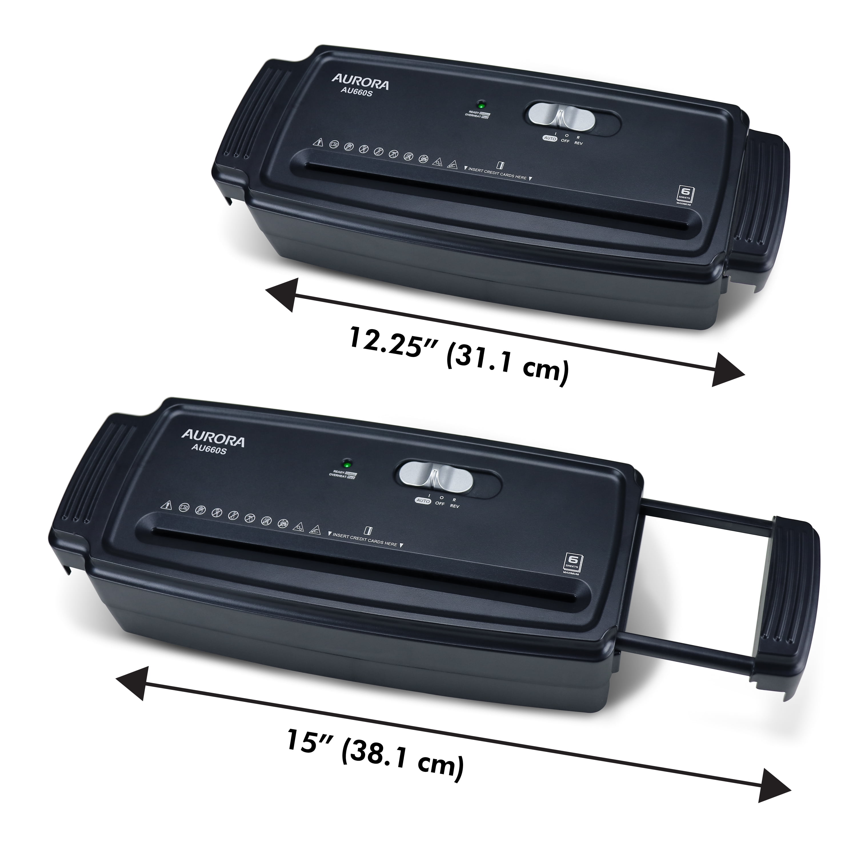 Aurora AU660S 6-Sheet Strip Cut Paper & Credit Card Shredder