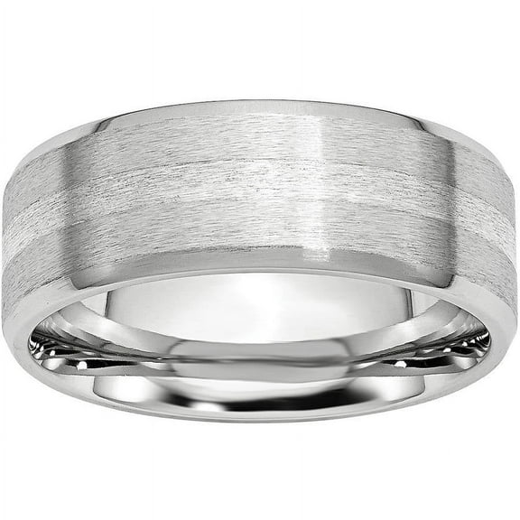 Cobalt Sterling Silver Inlay Satin/Polished Beveled Edge 8mm Band