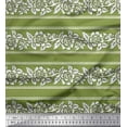 thumbnail image 1 of Soimoi Moss Georgette Fabric Leaves & Floral Block Printed Fabric 1 Yard 42 Inch Wide, 1 of 3