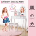 thumbnail image 4 of Bingirl Wooden Vanity Table with Lighted Mirror and Stool - Makeup Playset, 4 of 8