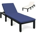 thumbnail image 1 of Gymax Patio Lounge Chair Rattan Chaise w/ Adjustable Navy & Off White Cushioned, 1 of 7