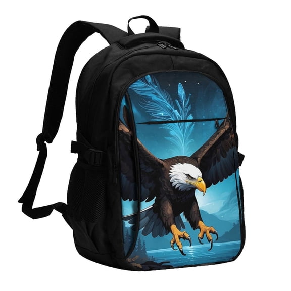 Defioc Night Sky Forest Bald Eagle for Travel Backpack for Women,15.6 inch Laptop Backpack Carry On Backpack Personal Item Travel Bag Daypack for School Weekender Business Trip