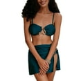 thumbnail image 1 of Women's Swim Set High Waisted Bikini Multiple Pieces with Removable Pads, Complete Solid Color Outfit for Beach Vacation, 1 of 8