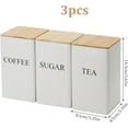 thumbnail image 2 of Yazoeia Kitchen Canister Set, Coffee Tea Sugar Container Set of 3 Iron Tea Coffee Sugar Canister Set with Airtight Bamboo Lid and Name Marker Simple Square Kitchen Canister Set White CJC912-196232, 2 of 7