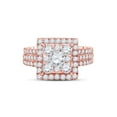 thumbnail image 2 of FB Jewels 14kt Rose Gold Round Diamond Square Bridal Wedding Ring Band Set 2 Cttw Size 6, 2 of 4