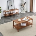 thumbnail image 4 of Modern 2-Tier Coffee Table for Living Room | Walnut MDF & Rubberwood | 39.4" L x 19.7" W | Open Storage Shelf | Stable & Durable | Easy Assembly, 4 of 27