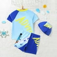 thumbnail image 5 of Gelikeya Kids Swimsuits Boys Size 3-4 Swimsuits Short Sleeve Kids Bathing Suits Boys Rash Guard Sets with Hat 3 Piece (Toddlers, Z09 Blue, 3-4 Years), 5 of 8