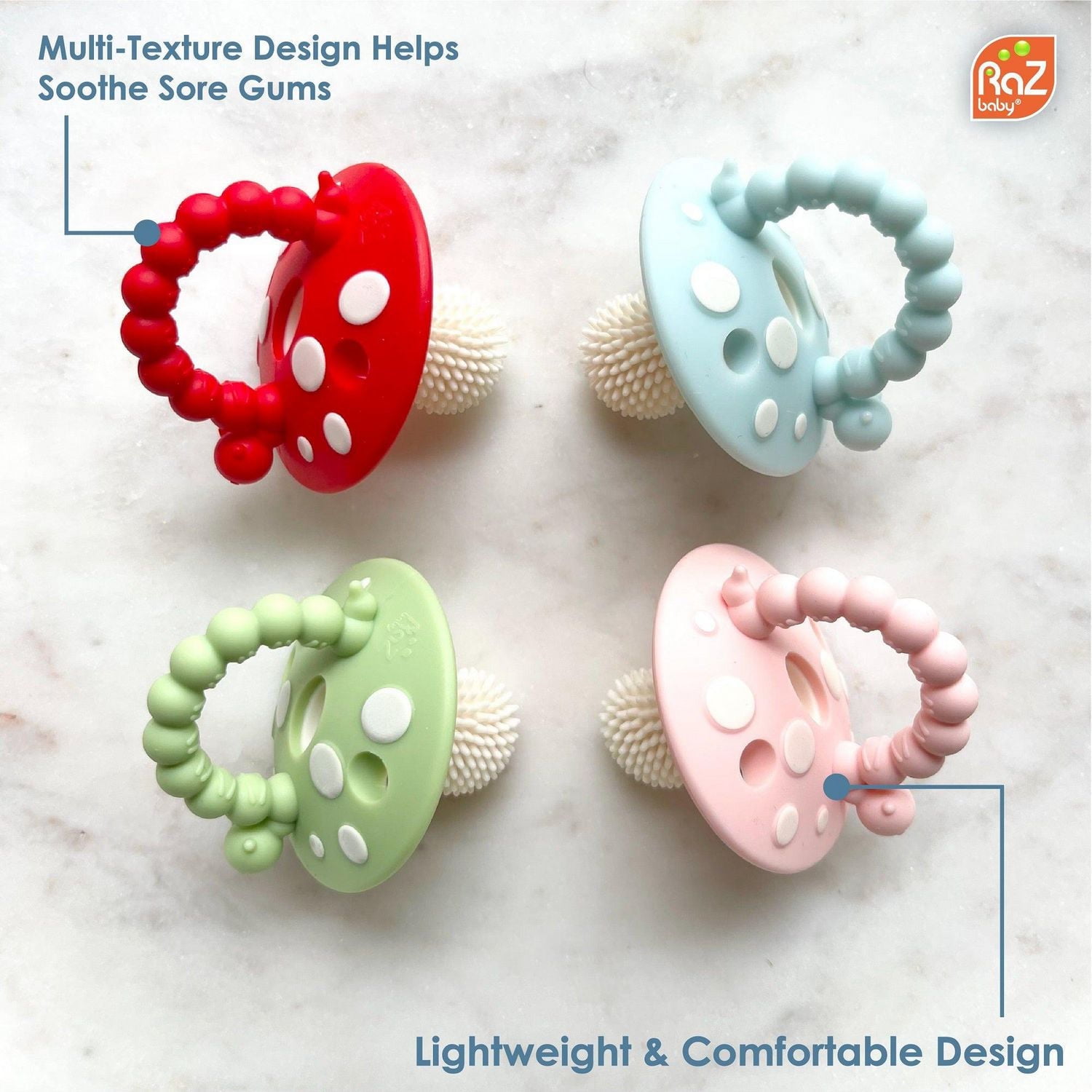 RaZbaby - Chompy Mordeur en Silicone en Forme de Champignon - Rouge & Vert