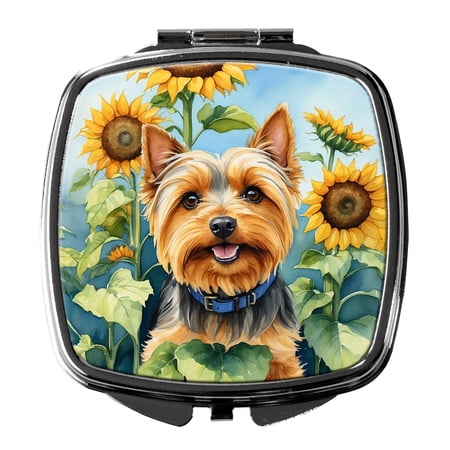 Silky Terrier in Sunflowers Compact Mirror 2.75 in x 3 in