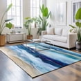 thumbnail image 3 of Large Area Rugs 5'x8', Navy Blue Coastal Beach Carpet Runner Indoor Outdoor Rugs Home Decor Aesthetic, Summer Nautical Abstract Ombre Art Non Slip Mats Washable Accent Rug for Living Room Bedroom, 3 of 8