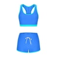 thumbnail image 7 of dazeni Women's Tankini Swimsuit Color Block Sporty Crop Tank Tops Bathing Suits High Waisted Drawstring Swim Bottom Two Piece Tummy Control Swimwear Blue X-Large, 7 of 7