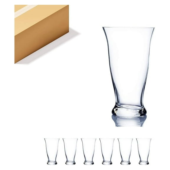 Tapered Glass Vases Bulk 12-Pack, 7"W x 12"H Clear Cylinder Floral Centerpiece, Wedding Event Table Decor, VTC1612