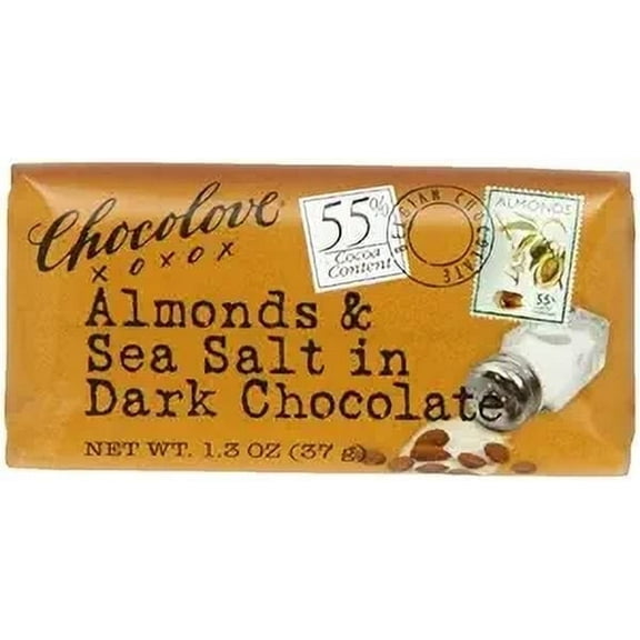 Chocolove Kosher Mini Dark Chocolate Bar 55% Almonds & Sea Salt -- 1.3 oz