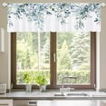 thumbnail image 3 of Teal Blue Valance Window Curtains Eucalyptus Leaves Rustic Farmhouse Botanical Plant Kitchen Curtain Boho Floral Flower Window Treatment Drapes for Bathroom Living Room 1 Panel (55x18 Inch), 3 of 4