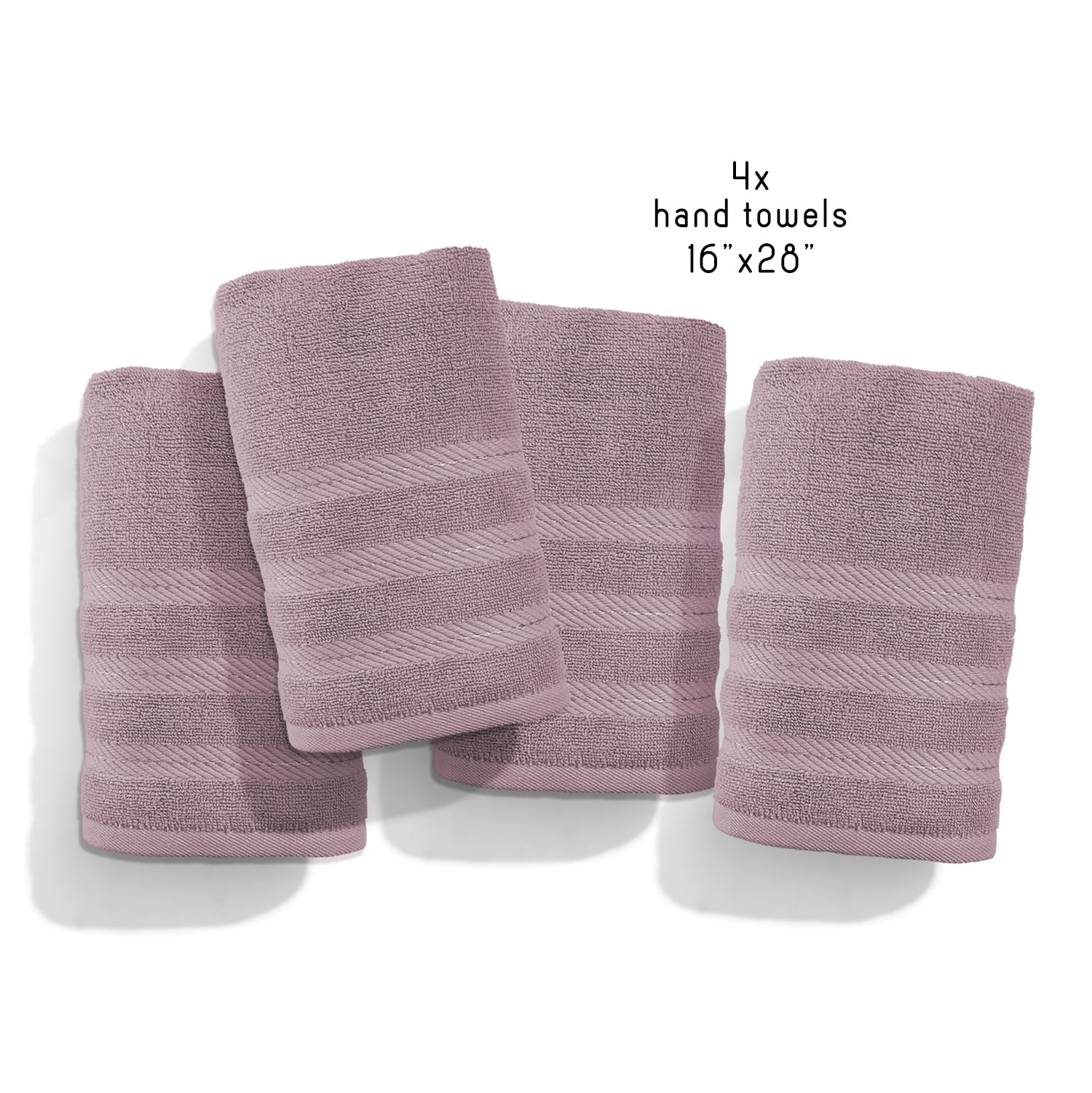 Virtu Bath Towel Sets For Bathroom 100% Ring Spun Cotton Luxury Bath Towel Set 4 Pc Highly Absorbent Towels, Dusty Purple