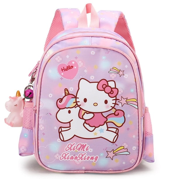 Mochila escolar de dibujos animados de Hello Kitty para niños, estudiantes de escuela primaria, mochilas de grado 1-3, guardería, bolsa de clase grande para niños y niñas QYM unisex