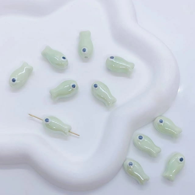 New 10Pcs Retro Small Fish Beads Charms Ceramic Spacer Loose Beads For Jewelry Making DIY Bracelet Accessories