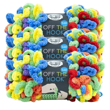 UPC: 0842093121336 | Lion Brand Yarn Off the Hook Cosmic Dust Loop Jumbo Polyester Multi-color Yarn 3 Pack