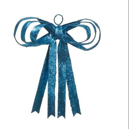 13.5" Regal Peacock Turquoise Blue Glitter Christmas Ribbon Bow Decoration