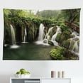 thumbnail image 1 of Waterfall Tapestry, Nature Single River in Corner of The Deep Forest Fair Fall Oak Trees, Fabric Wall Hanging Decor for Bedroom Living Room Dorm, 2 Sizes, Red and Blue, by Ambesonne, 1 of 1