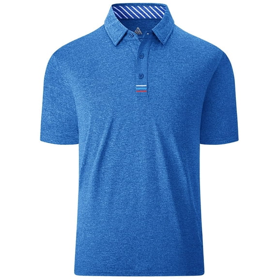 SPEEDRUN Men's Moisture-Wicking Quick-Dry Golf Polo Shirt Casual Business Short Sleeve Indigo Blue L