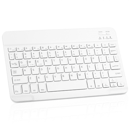 Ultra-Slim Rechargable Bluetooth Keyboard Compatible with MediaPad M2 7.0 and Other Bluetooth Enabled Devices Including all iPads, iPhones, Android Tablets, Smartphones, Windows pc, White