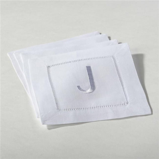 SARO 023J.W6S Lettre Monogrammée J Coaster Blanc - Lot de 4