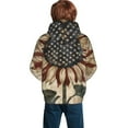 thumbnail image 3 of Bingfone USA Sunflower Flag Pattern Youth Classic Hoodies Soft Hooded Pullover Sweatshirts for Girls and Boys, 3 of 6