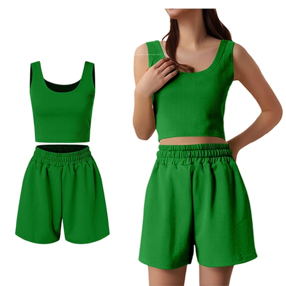 Womens Short Sets Two Piece Set Sleeveless Tank Tops & Shorts Summer Outfits Travel Outfits for Women
