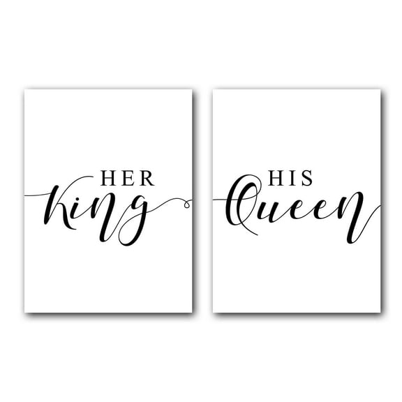 Her King His Queen 18 x 24 Inches Set of 2 Prints Wall Decor