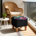 thumbnail image 4 of SCRAWLGOD Paws Heart Print Black Ottoman Cover Square, Stretch Ottoman Cover, Anti Dust Ottomans Slipcover Square Washable Foot Stool Covers with Elastic Bottom, 4 of 7