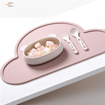 

Kids Plate Mat Silicone Placemat Cloud Shape Food Grade Heat Resistant Kids Plate Mat Kids Portable Placemat for Dining Table Green