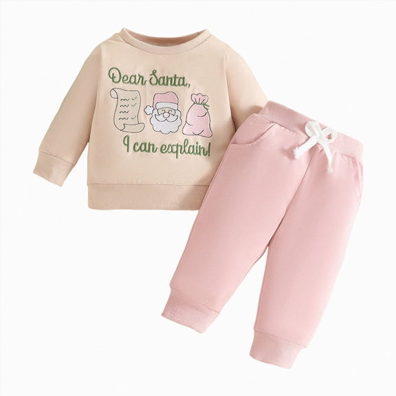 NIEWTR Kids Toddler Girls Pajamas Set 2T 3T 4T 5T Long Sleeve Pullover and Elastic Waistband Pants 2Piece Outfit Children's Gift Cotton Loungewear for Fall Winter(A-Pink,2-3 Years)