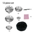 thumbnail image 2 of 12Pcs Outdoor Bowls Camping Plates Storage Dishes Dinnerware Set Round Utensils Stainless Steel for Travel Kit, 2 of 10