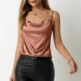 thumbnail image 5 of Women's Silk Satin Camisole Cowl Neck Tank Top Cami Silk Basic Tank Shirt Blouses Khaki XL, 5 of 8
